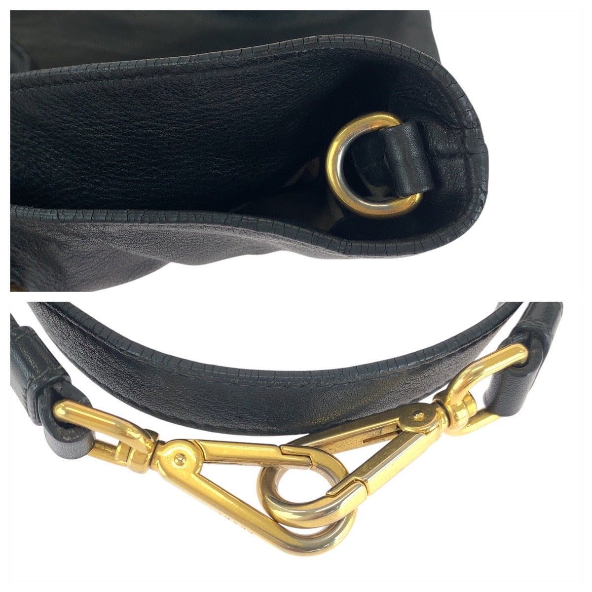 16485
PRADA プラダ ブラック 黒 ゴールド金具 レザー トートバッグ ショルダーバッグ 2way  レディース ABP54