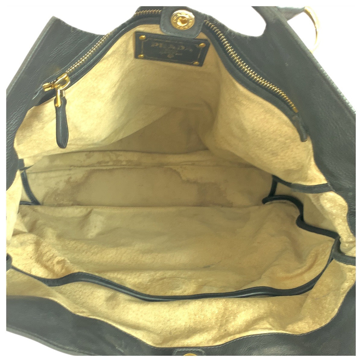 16485
PRADA プラダ ブラック 黒 ゴールド金具 レザー トートバッグ ショルダーバッグ 2way  レディース ABP54