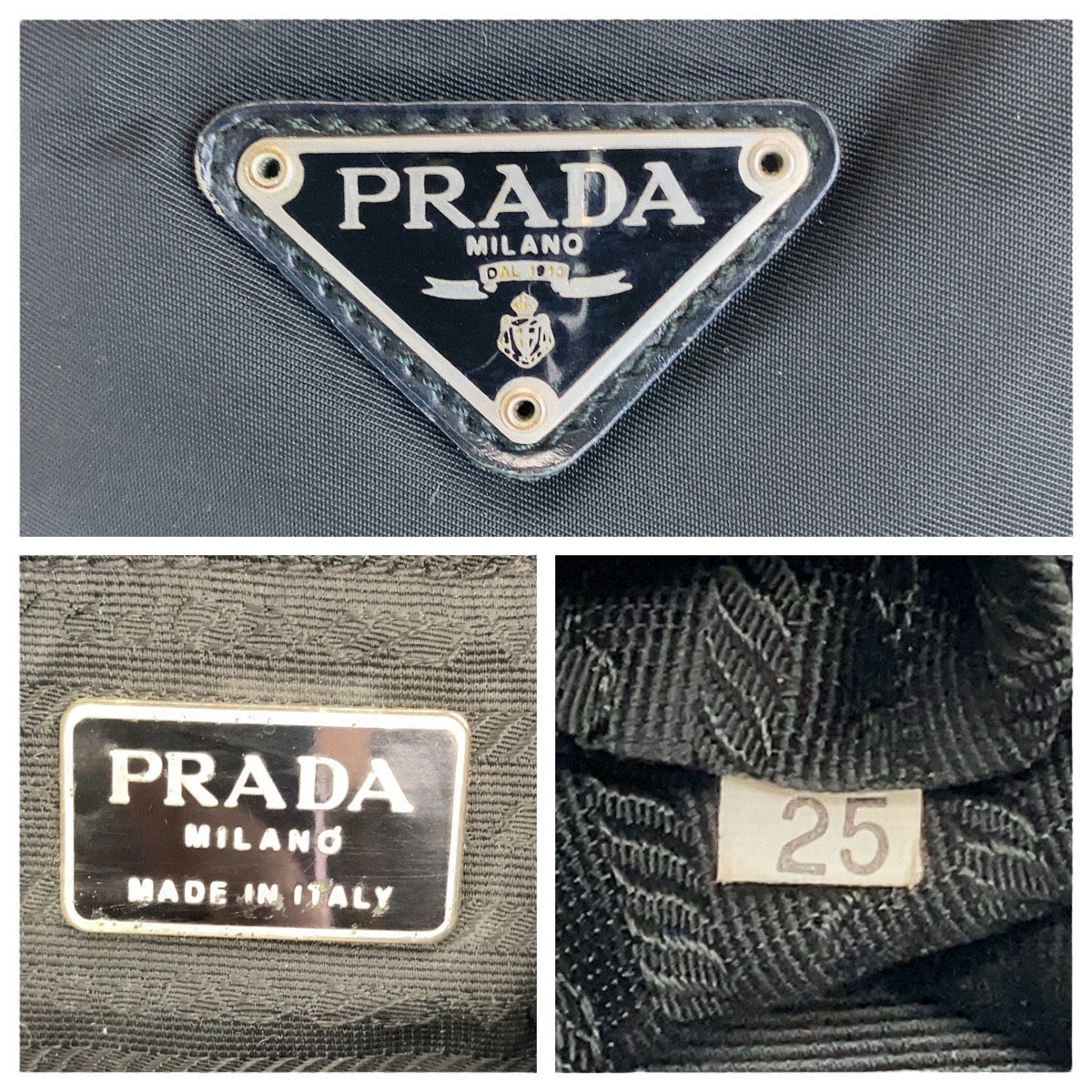 16486
PRADA プラダ テスート 三角ロゴプレート ブラック 黒 シルバー金具 ナイロン トートバッグ ショルダーバッグ  レディース AB24
