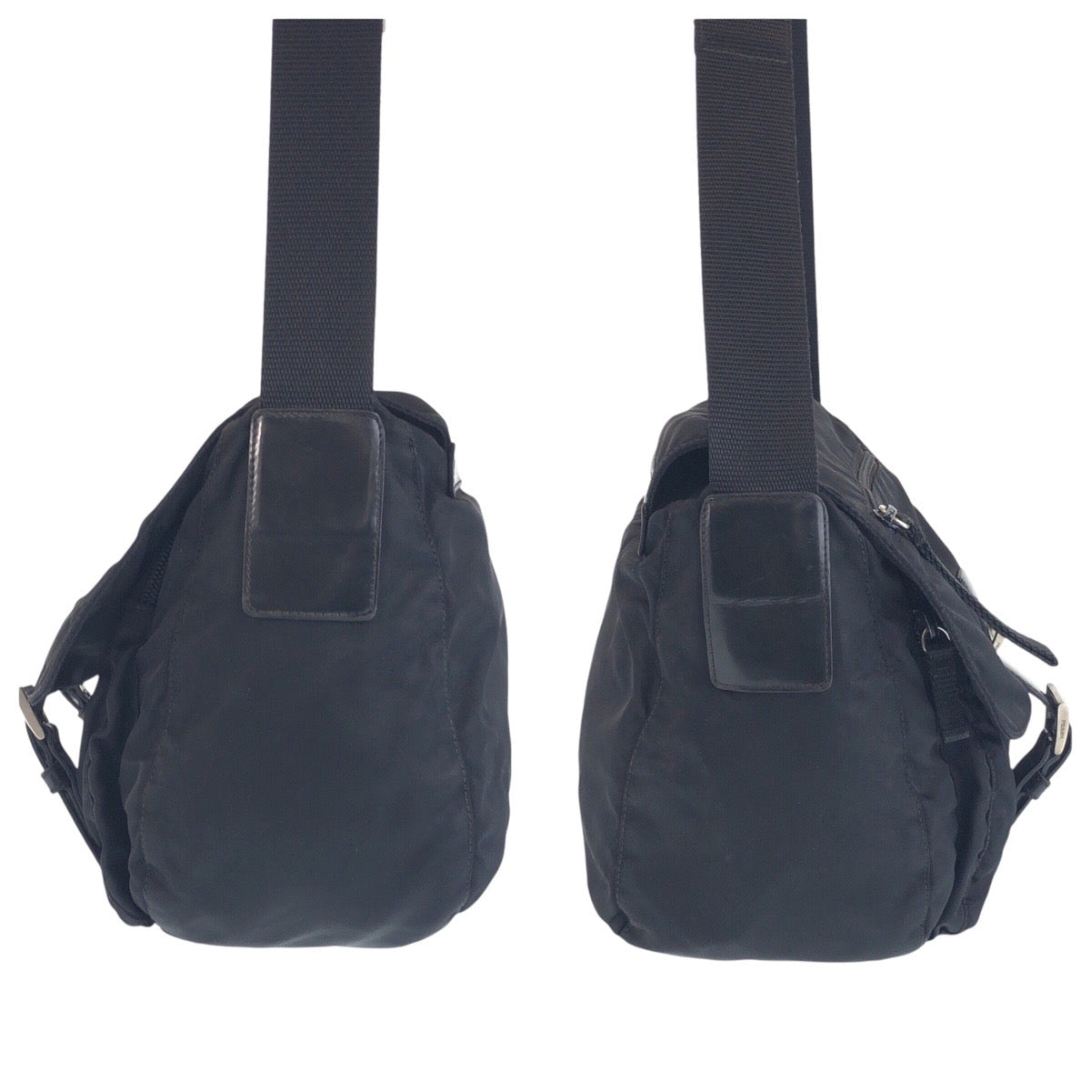 16488
PRADA プラダ テスート 三角ロゴプレート ブラック 黒 シルバー金具 ナイロン 斜め掛け ショルダーバッグ 男女兼用  レディース AB35