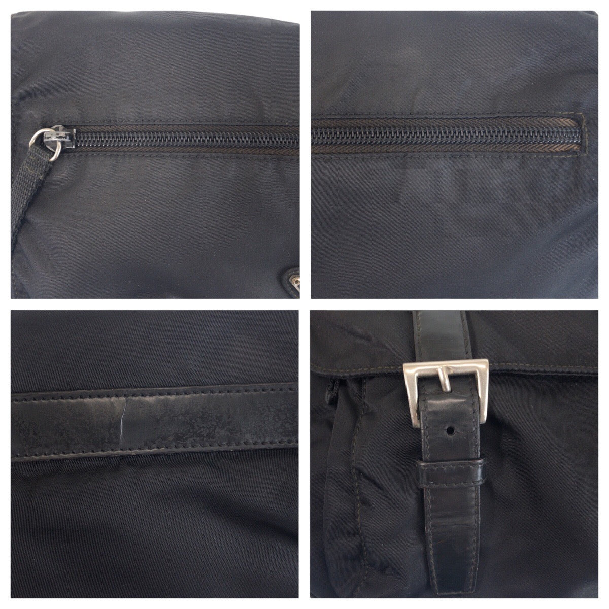 16488
PRADA プラダ テスート 三角ロゴプレート ブラック 黒 シルバー金具 ナイロン 斜め掛け ショルダーバッグ 男女兼用  レディース AB35