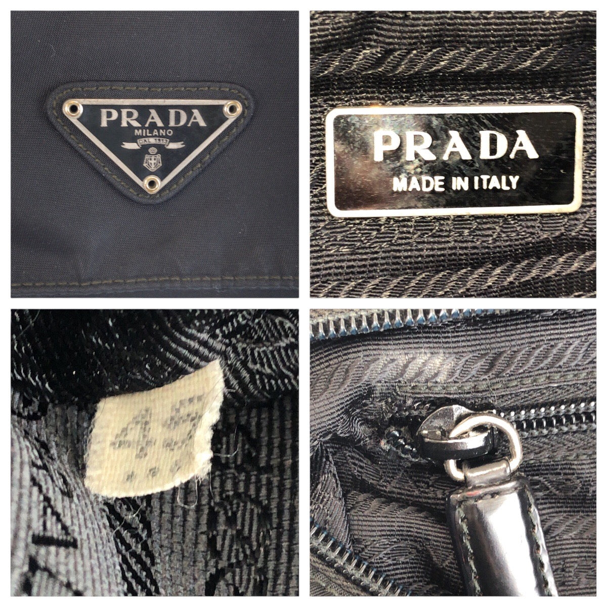16488
PRADA プラダ テスート 三角ロゴプレート ブラック 黒 シルバー金具 ナイロン 斜め掛け ショルダーバッグ 男女兼用  レディース AB35
