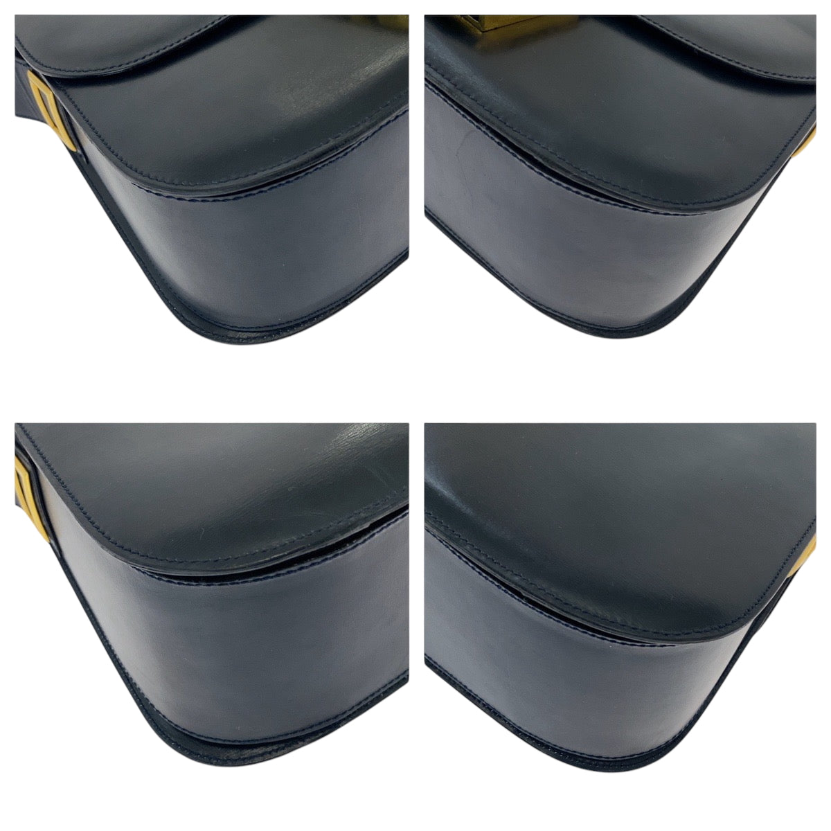 16489
CELINE セリーヌ ヴィンテージ ブラック 黒 ゴールド金具 レザー ショルダーバッグ ポシェット  レディース ABP48