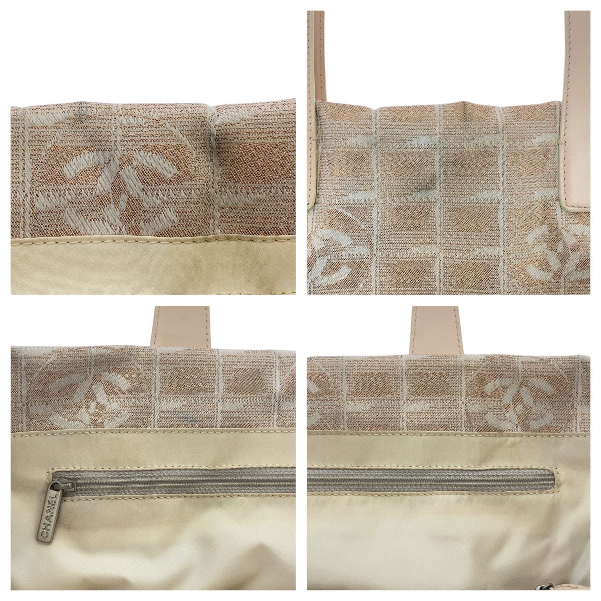 16490
CHANEL シャネル ニュートラベルライン ココマーク ピンクベージュ シルバー金具 キャンバス / レザー トートバッグ ハンドバッグ  レディース AB20
