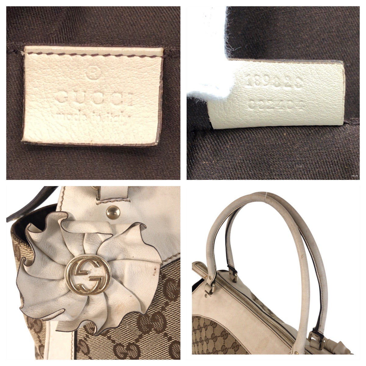 16491
GUCCI グッチ トロフィー ベージュ アイボリー ゴールド金具 GGキャンバス / レザー 189828 トートバッグ ショルダーバッグ  レディース AB34