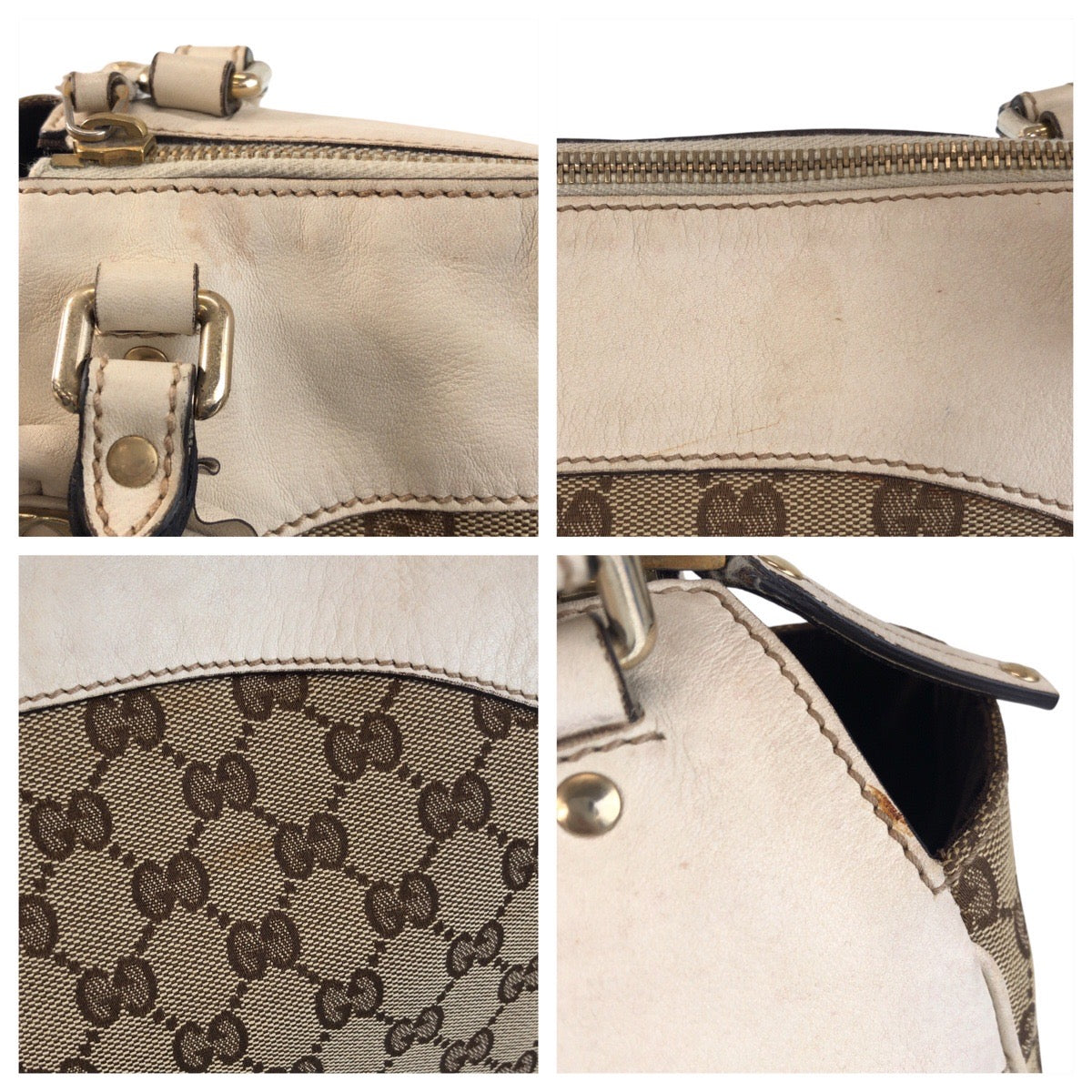 16491
GUCCI グッチ トロフィー ベージュ アイボリー ゴールド金具 GGキャンバス / レザー 189828 トートバッグ ショルダーバッグ  レディース AB34