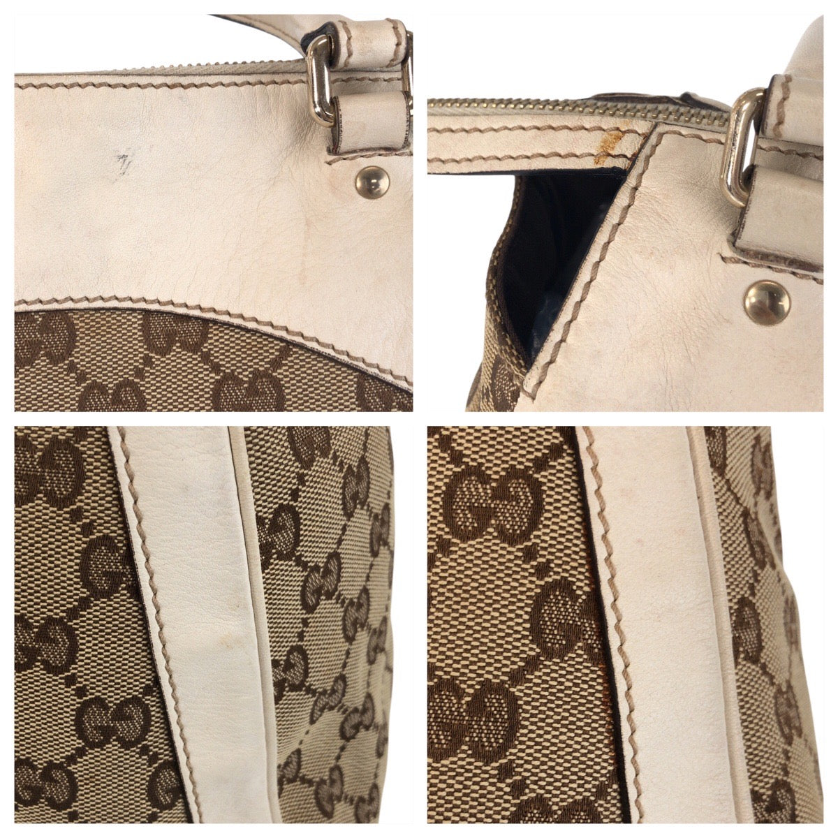 16491
GUCCI グッチ トロフィー ベージュ アイボリー ゴールド金具 GGキャンバス / レザー 189828 トートバッグ ショルダーバッグ  レディース AB34