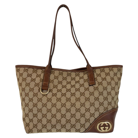 16493
GUCCI グッチ ニューブリッド ベージュ ブラウン ゴールド金具 GGキャンバス / レザー 169946 トートバッグ ショルダーバッグ  レディース ABP39
