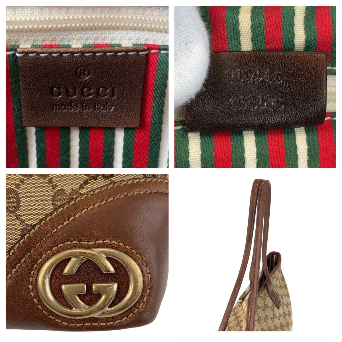 16493
GUCCI グッチ ニューブリッド ベージュ ブラウン ゴールド金具 GGキャンバス / レザー 169946 トートバッグ ショルダーバッグ  レディース ABP39