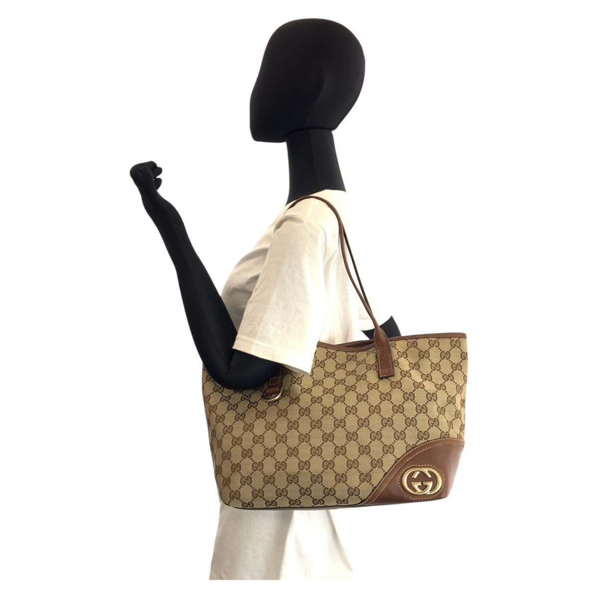 16493
GUCCI グッチ ニューブリッド ベージュ ブラウン ゴールド金具 GGキャンバス / レザー 169946 トートバッグ ショルダーバッグ  レディース ABP39