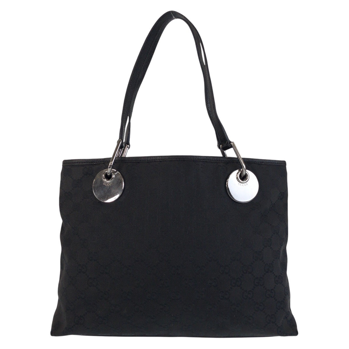 16495
GUCCI グッチ ブラック 黒 シルバー金具 GGキャンバス / レザー 120837 トートバッグ ショルダーバッグ  レディース AB20