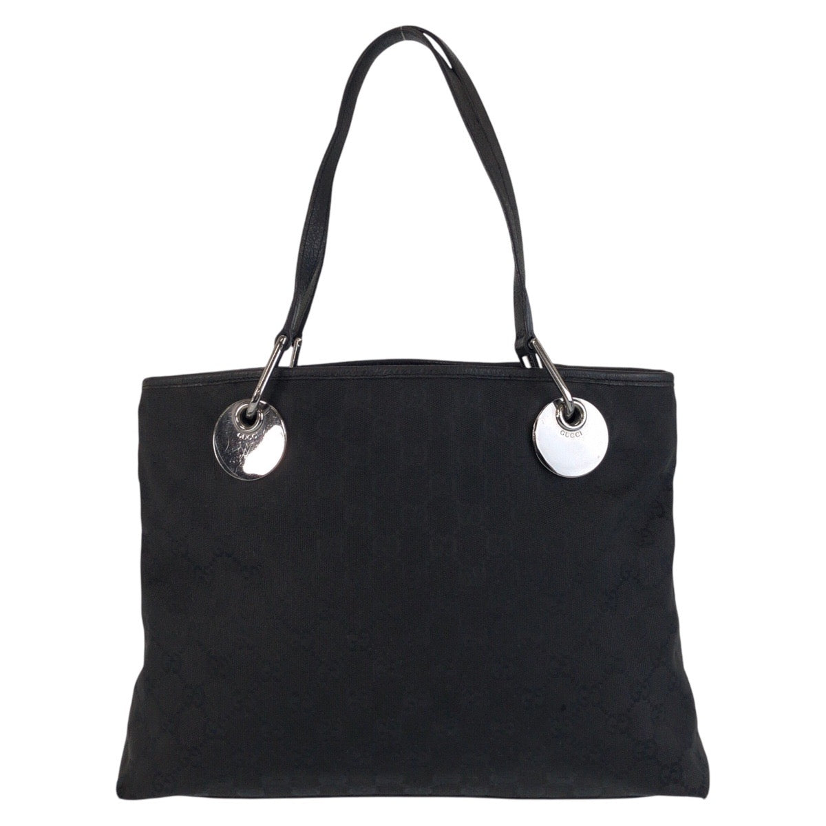 16495
GUCCI グッチ ブラック 黒 シルバー金具 GGキャンバス / レザー 120837 トートバッグ ショルダーバッグ  レディース AB20