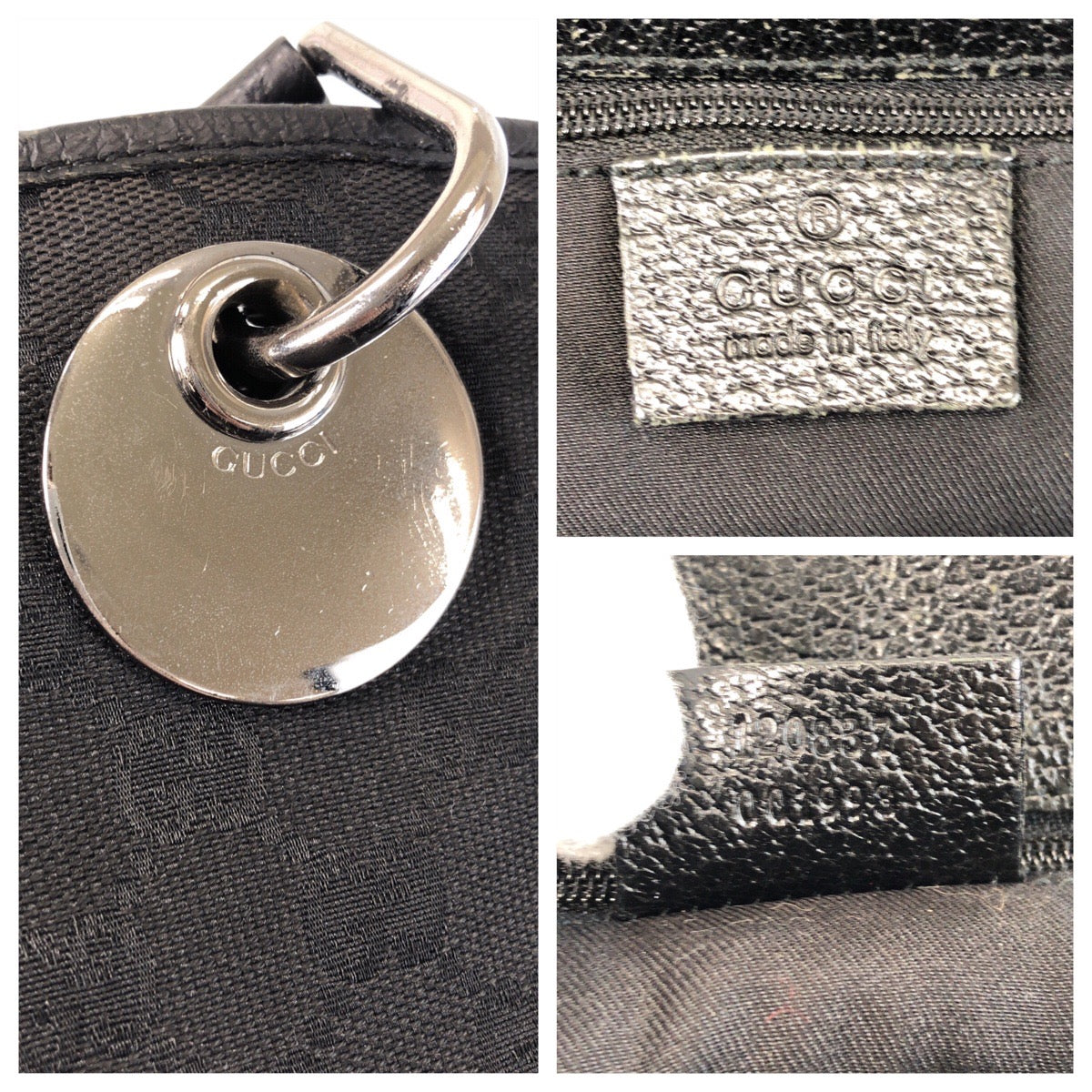 16495
GUCCI グッチ ブラック 黒 シルバー金具 GGキャンバス / レザー 120837 トートバッグ ショルダーバッグ  レディース AB20