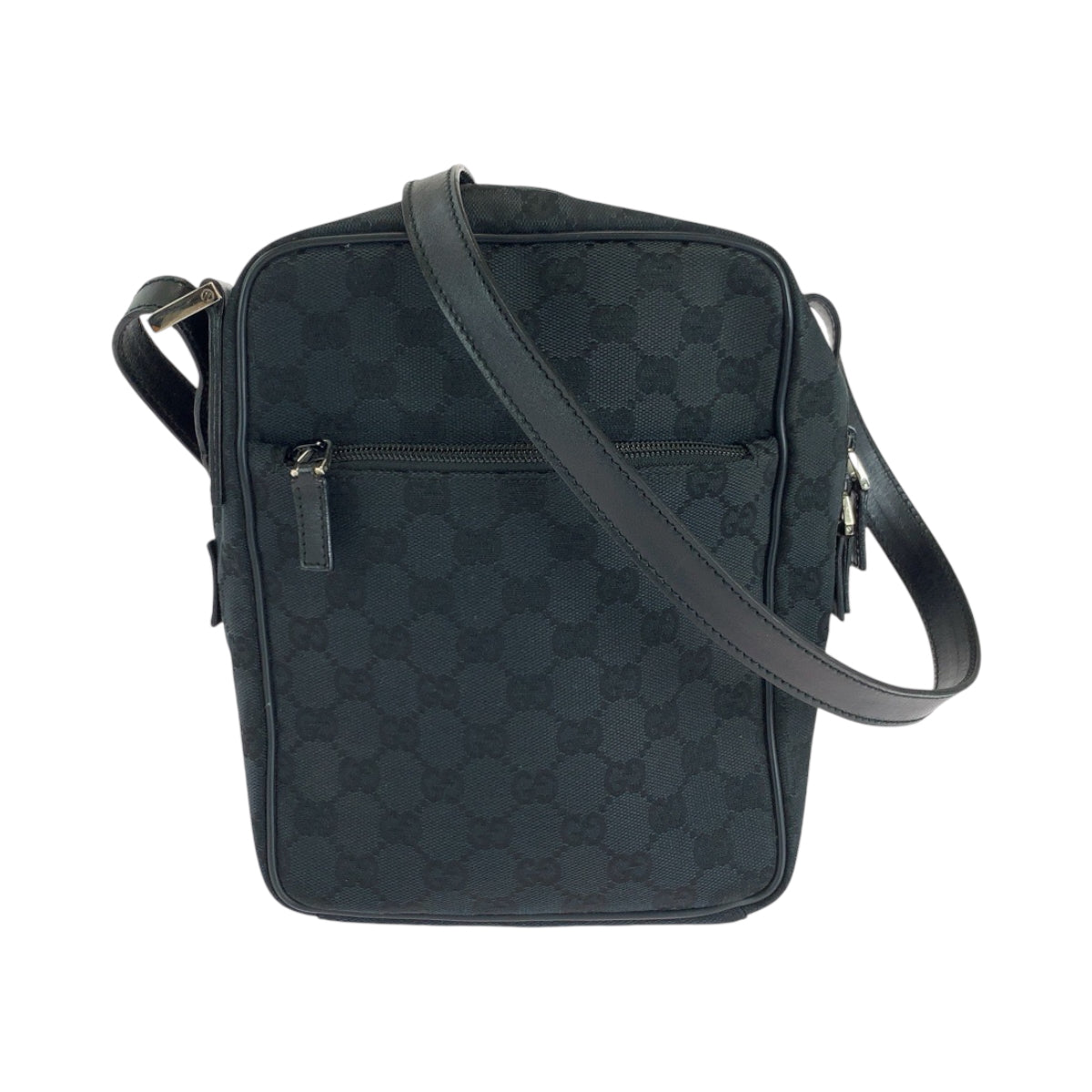 16496
GUCCI グッチ 男女兼用 ブラック 黒 シルバー金具 GGキャンバス ショルダーバッグ ポシェット  レディース