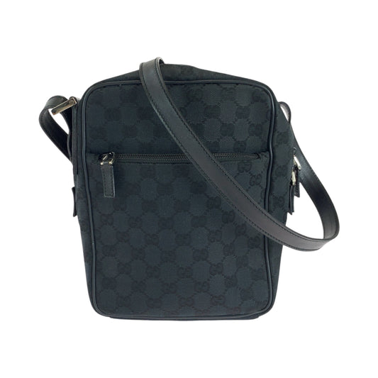 16496
GUCCI グッチ 男女兼用 ブラック 黒 シルバー金具 GGキャンバス ショルダーバッグ ポシェット  レディース