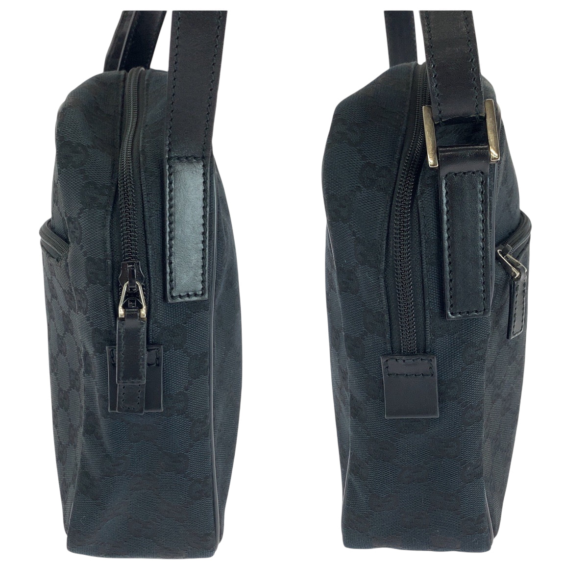 16496
GUCCI グッチ 男女兼用 ブラック 黒 シルバー金具 GGキャンバス ショルダーバッグ ポシェット  レディース