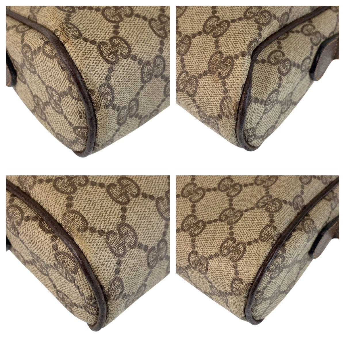 16497
GUCCI グッチ ヴィンテージ シェリーライン オールドグッチ ベージュ ブラウン ゴールド金具 GGスプリームキャンバス / レザー 51 01 3552 ショルダーバッグ ポシェット  レディース AB40