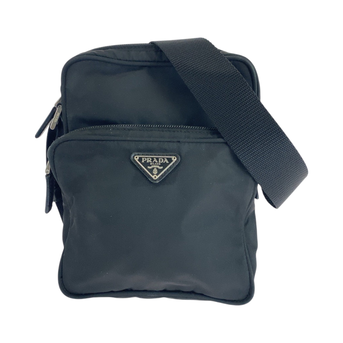 16499
PRADA プラダ テスート 三角ロゴプレート ブラック 黒 シルバー金具 ナイロン BT0169 ショルダーバッグ ポシェット  メンズ ABP40