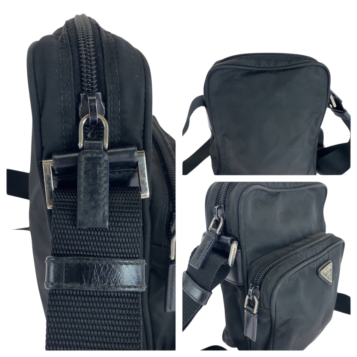 16499
PRADA プラダ テスート 三角ロゴプレート ブラック 黒 シルバー金具 ナイロン BT0169 ショルダーバッグ ポシェット  メンズ ABP40
