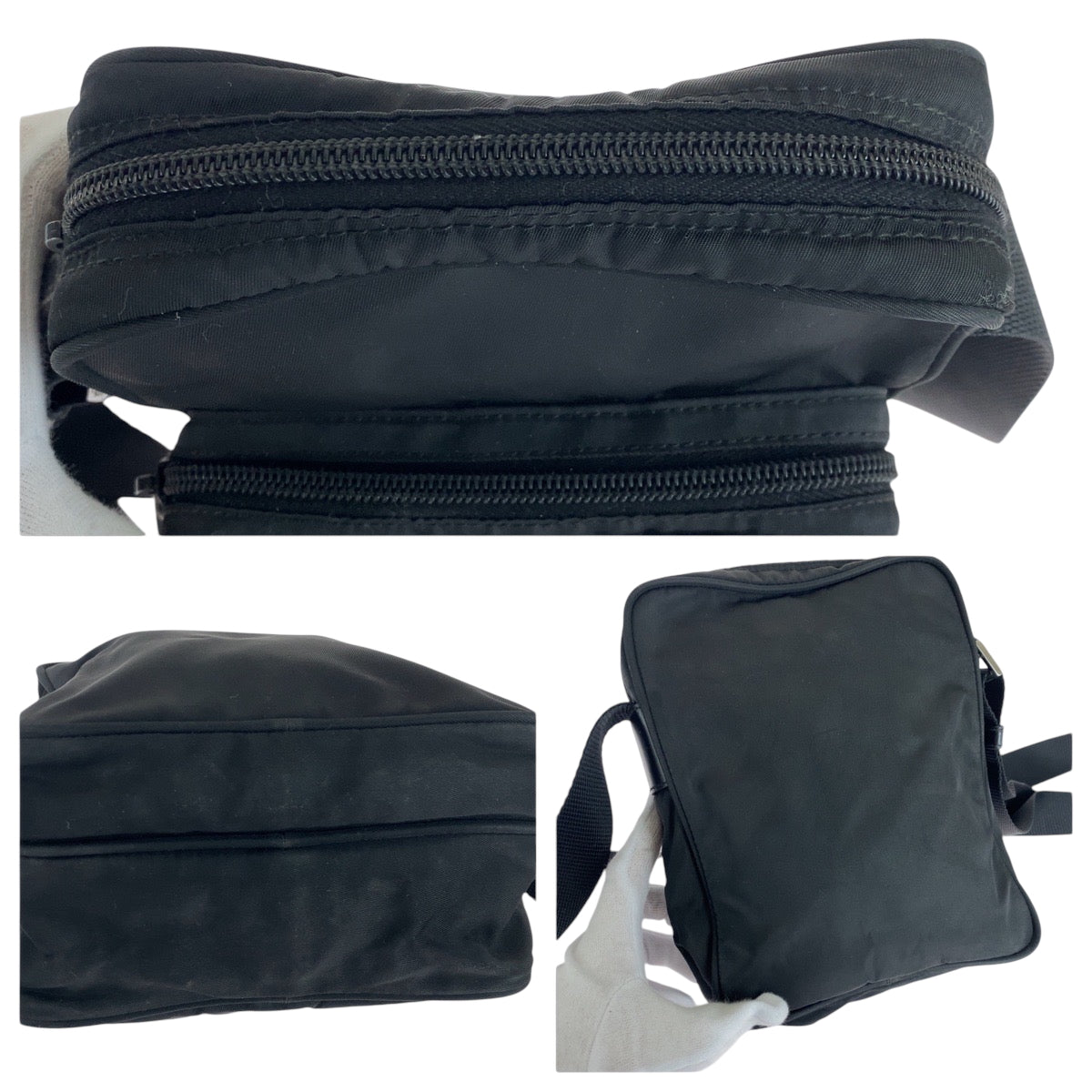16499
PRADA プラダ テスート 三角ロゴプレート ブラック 黒 シルバー金具 ナイロン BT0169 ショルダーバッグ ポシェット  メンズ ABP40
