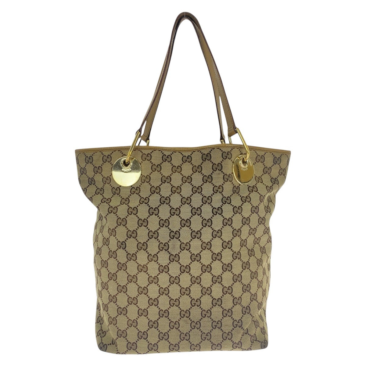 16500
GUCCI グッチ ベージュ ブラウン ゴールド金具 GGキャンバス / レザー 120836 トートバッグ ショルダーバッグ  レディース