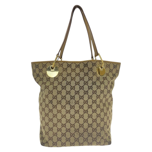 16500
GUCCI グッチ ベージュ ブラウン ゴールド金具 GGキャンバス / レザー 120836 トートバッグ ショルダーバッグ  レディース