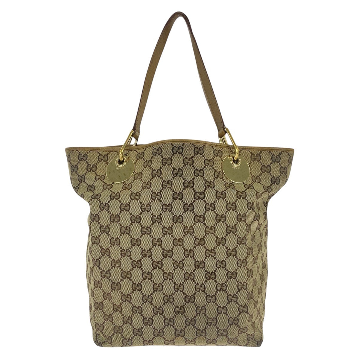 16500
GUCCI グッチ ベージュ ブラウン ゴールド金具 GGキャンバス / レザー 120836 トートバッグ ショルダーバッグ  レディース