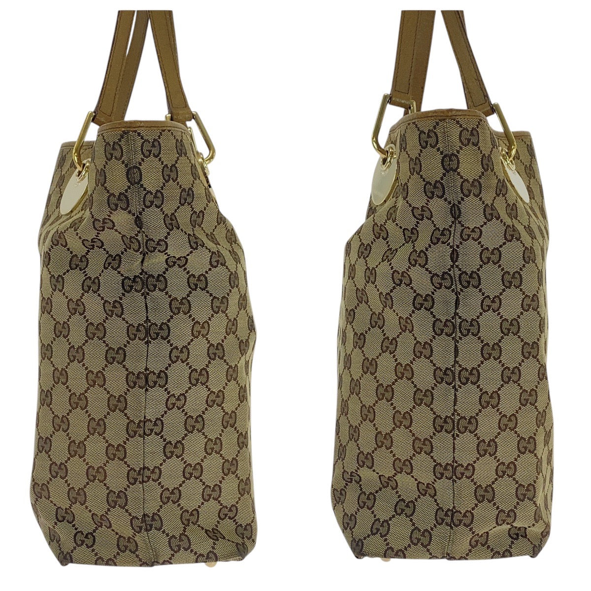 16500
GUCCI グッチ ベージュ ブラウン ゴールド金具 GGキャンバス / レザー 120836 トートバッグ ショルダーバッグ  レディース