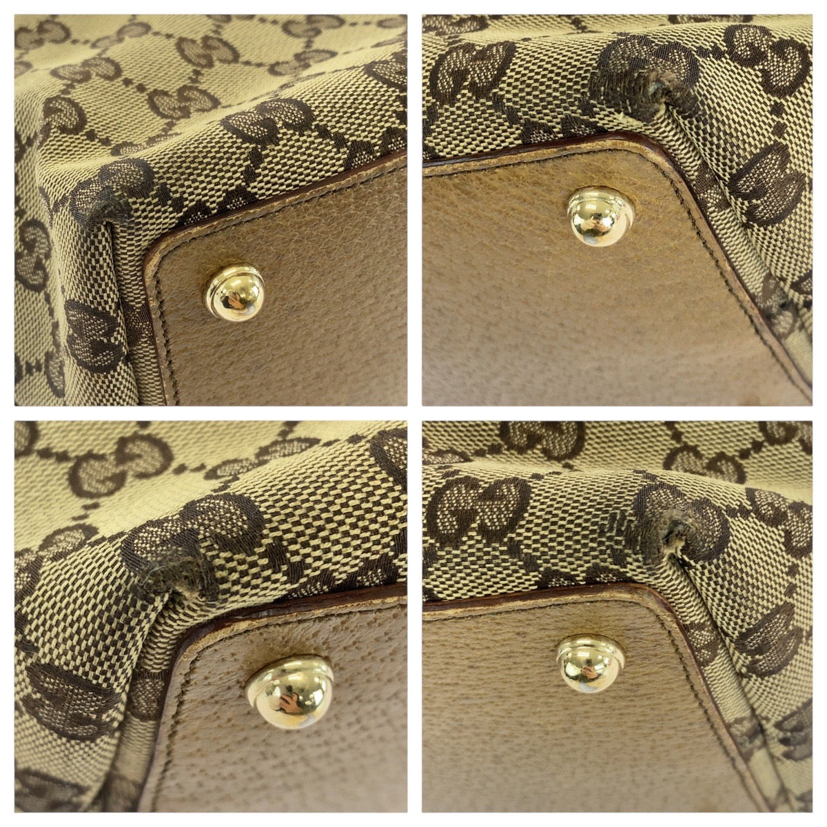 16500
GUCCI グッチ ベージュ ブラウン ゴールド金具 GGキャンバス / レザー 120836 トートバッグ ショルダーバッグ  レディース