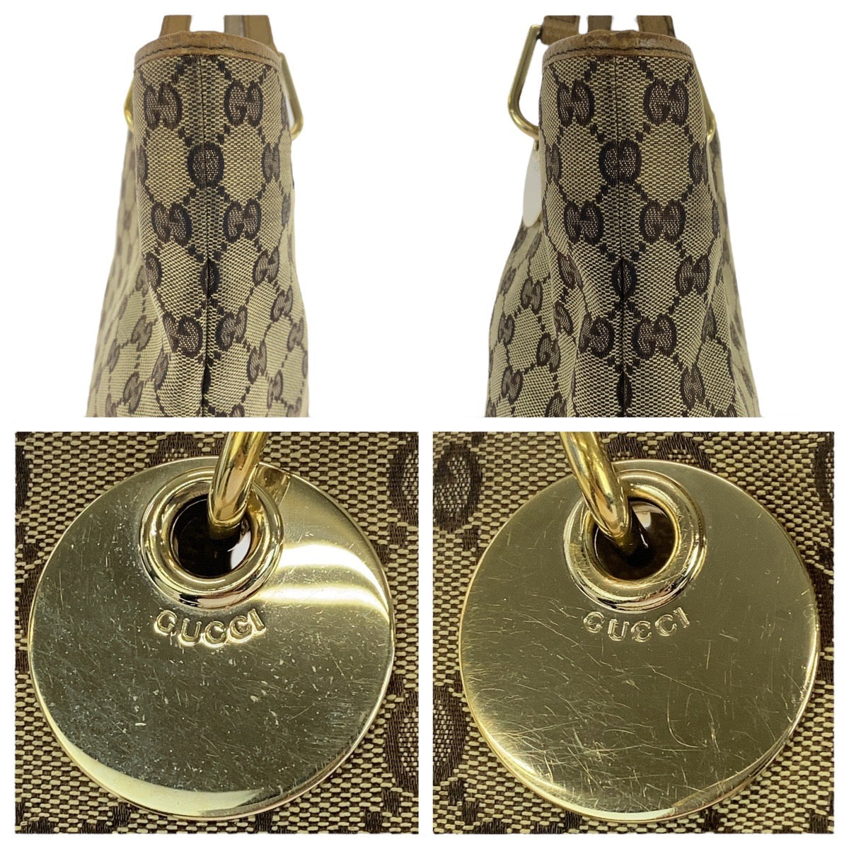 16500
GUCCI グッチ ベージュ ブラウン ゴールド金具 GGキャンバス / レザー 120836 トートバッグ ショルダーバッグ  レディース