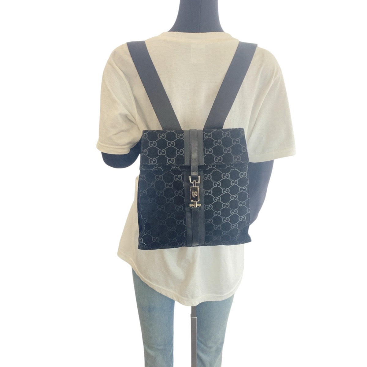 16502
GUCCI グッチ ジャッキー ブラック シルバー金具 スウェード / レザー 003 0236 リュックサック バックパック  レディース AB50