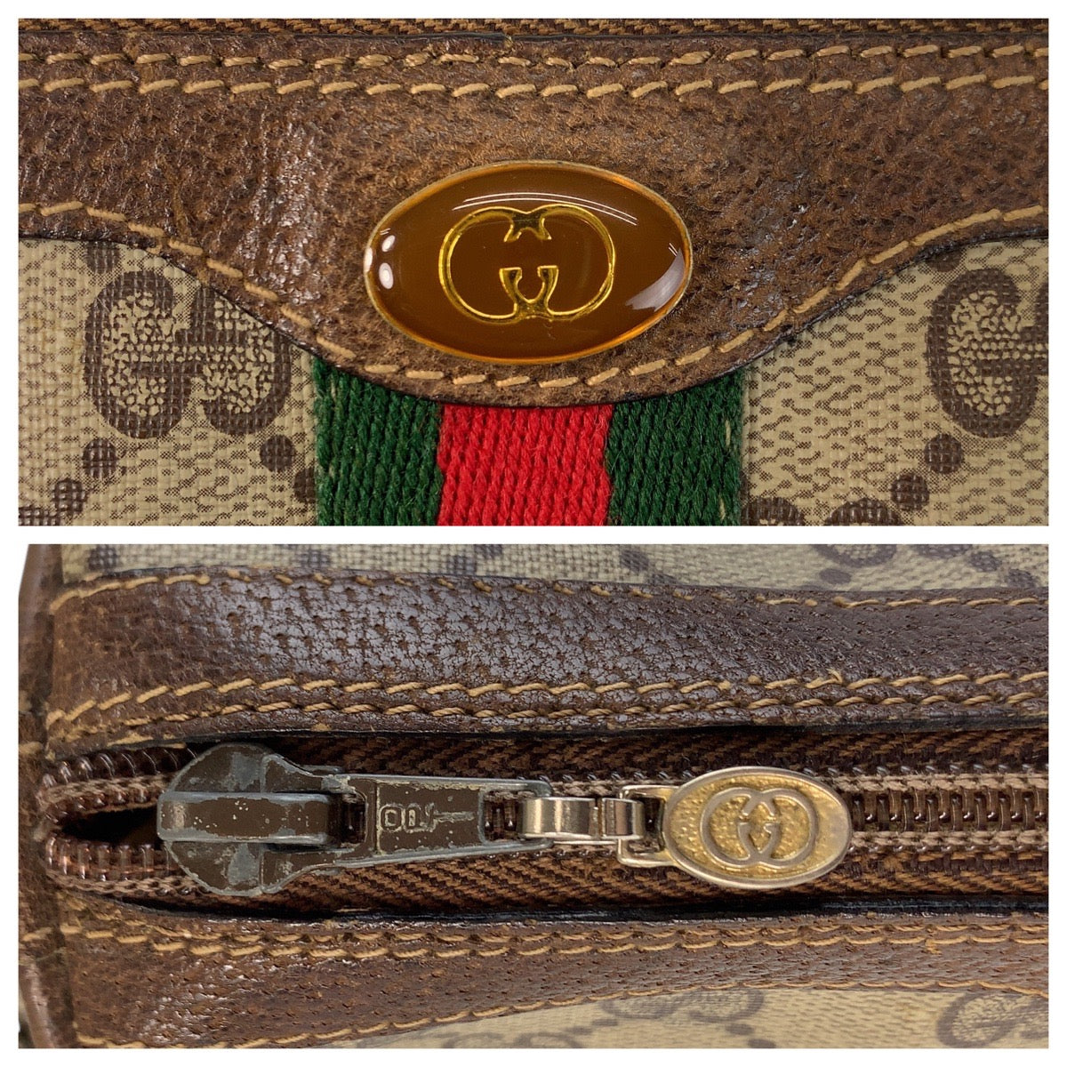 16503
GUCCI グッチ シェリーライン オールドグッチ ベージュ ブラウン ゴールド金具 GGスプリームキャンバス / レザー 41 004 4465 ショルダーバッグ ポシェット  レディース AB27
