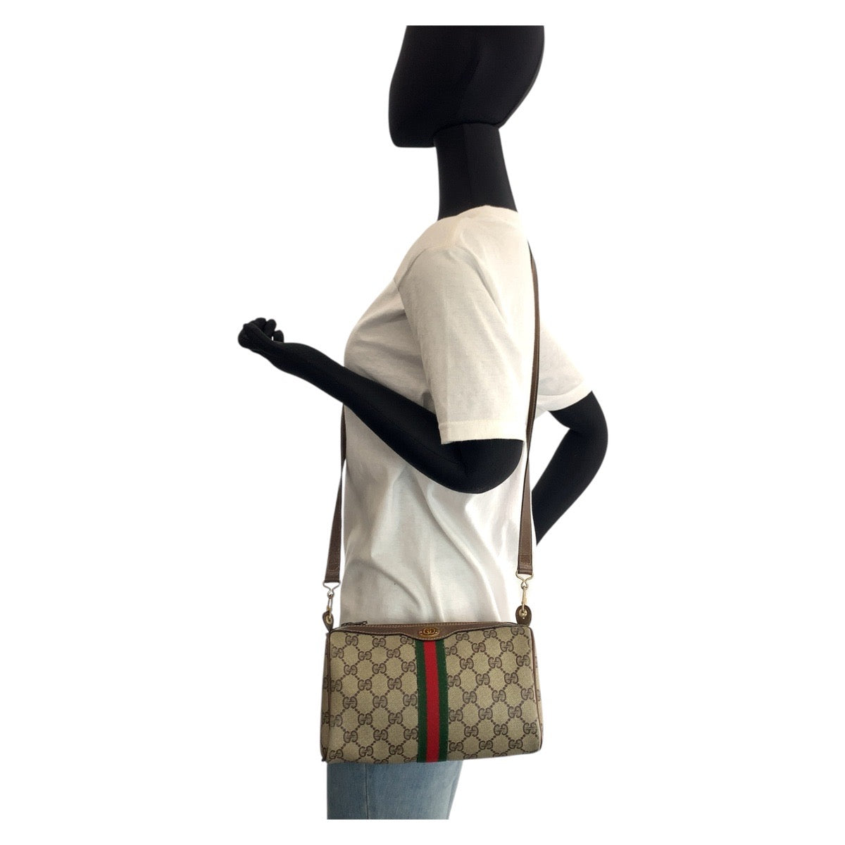 16503
GUCCI グッチ シェリーライン オールドグッチ ベージュ ブラウン ゴールド金具 GGスプリームキャンバス / レザー 41 004 4465 ショルダーバッグ ポシェット  レディース AB27