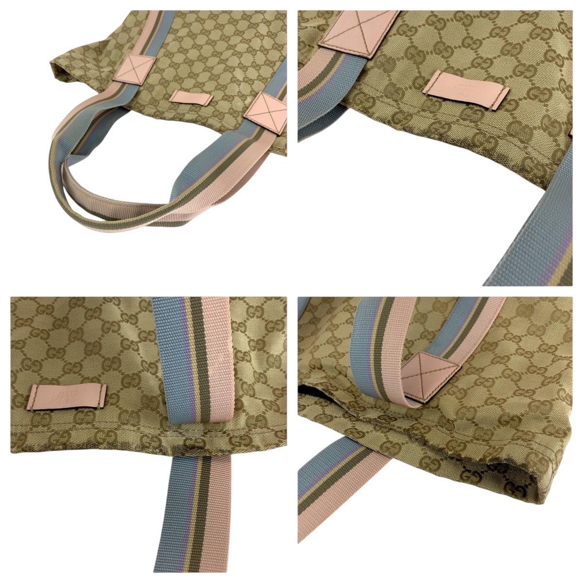 16504
GUCCI グッチ シェリー ベージュ ピンク ブルー GGキャンバス 189669 トートバッグ ハンドバッグ ショルダーバッグ  レディース AB32