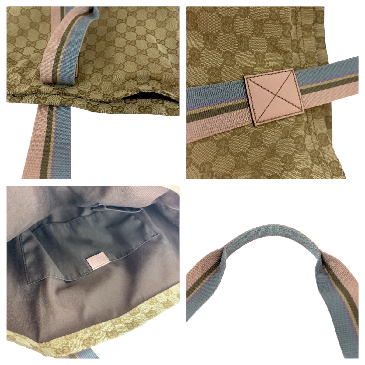 16504
GUCCI グッチ シェリー ベージュ ピンク ブルー GGキャンバス 189669 トートバッグ ハンドバッグ ショルダーバッグ  レディース AB32