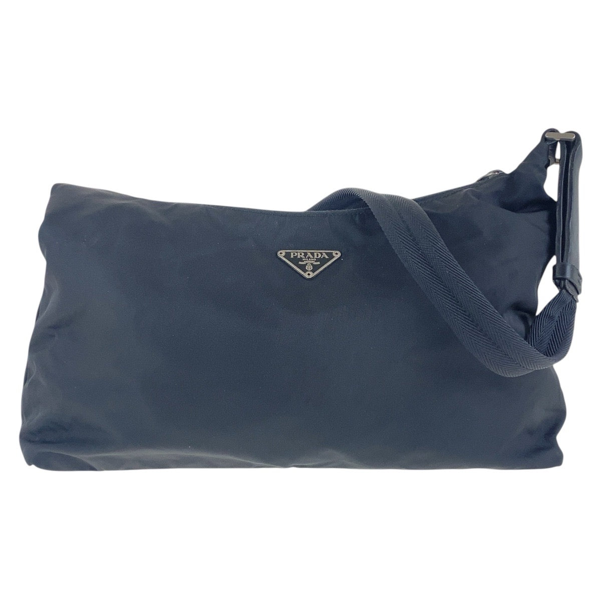16505
PRADA プラダ テスート 三角ロゴプレート ブラック 黒 シルバー金具 ナイロン ショルダーバッグ  レディース