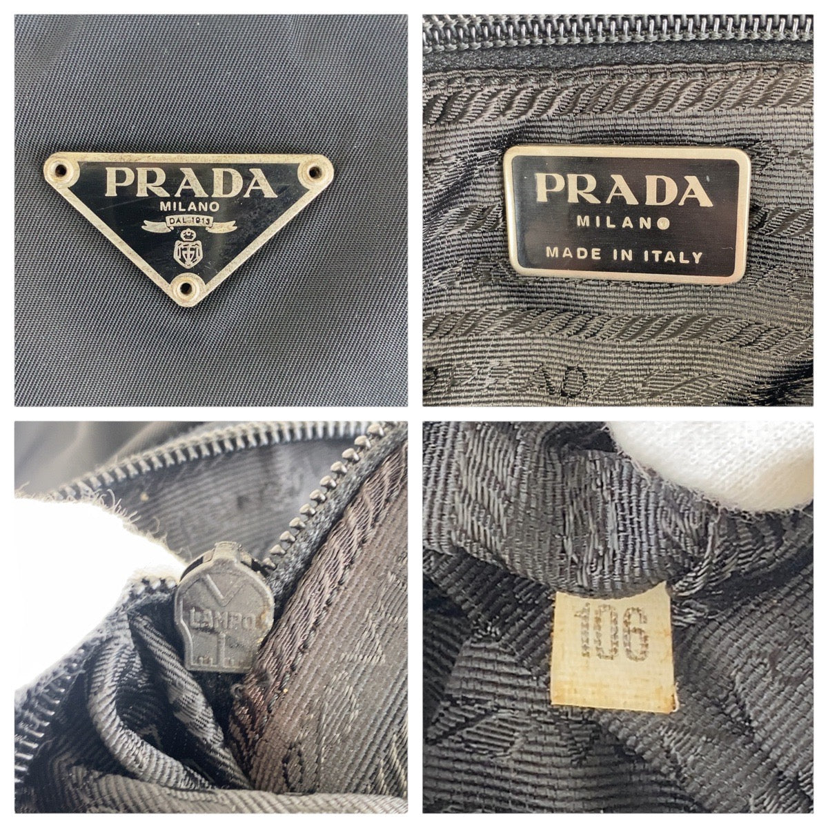 16505
PRADA プラダ テスート 三角ロゴプレート ブラック 黒 シルバー金具 ナイロン ショルダーバッグ  レディース