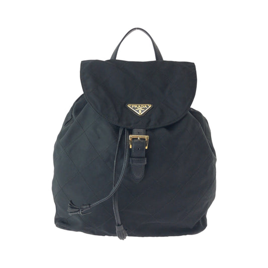 16508
PRADA プラダ ヴィンテージ テスート 三角ロゴプレート ブラック 黒 ゴールド金具 ナイロン k2919 リュックサック バックパック レディース AB46