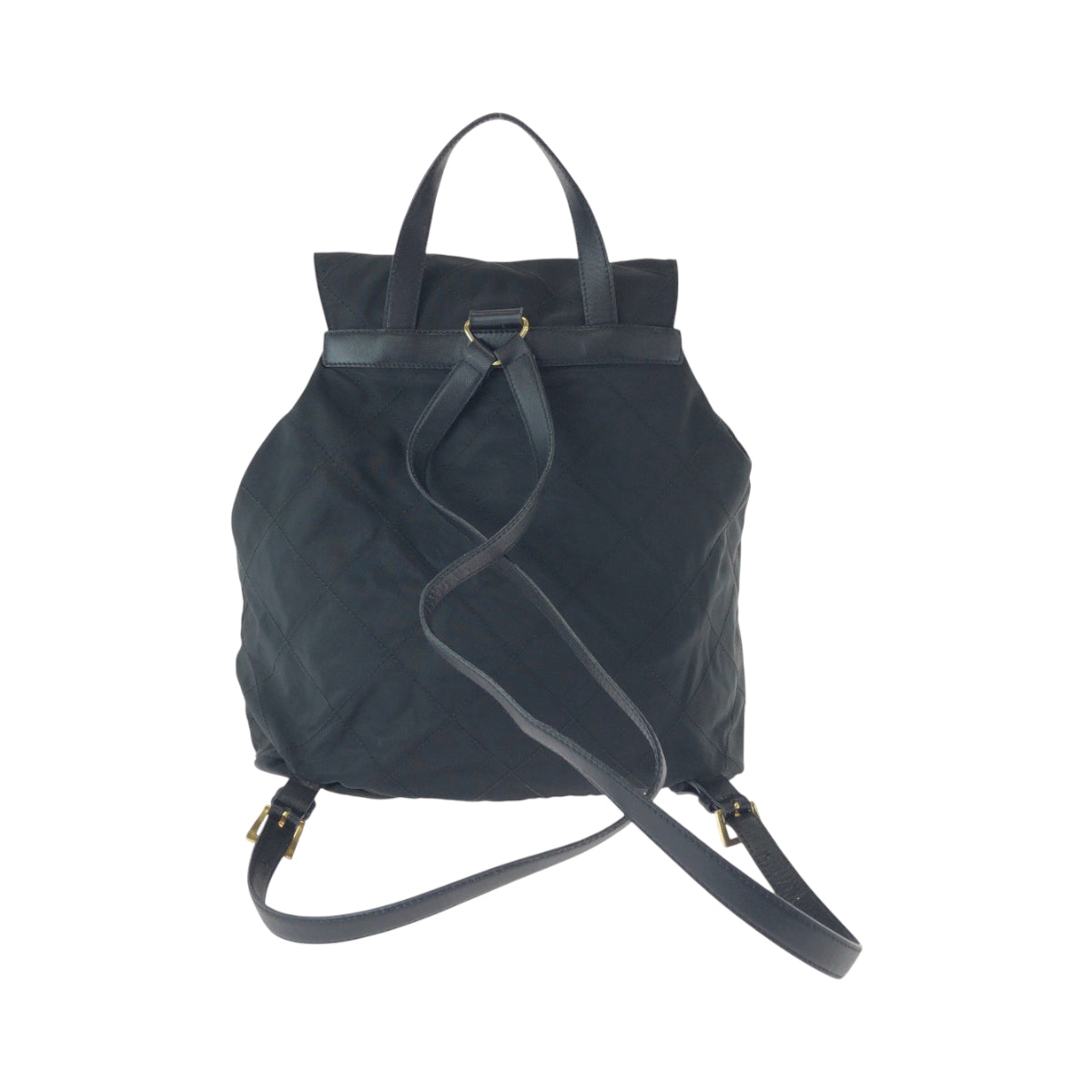 16508
PRADA プラダ ヴィンテージ テスート 三角ロゴプレート ブラック 黒 ゴールド金具 ナイロン k2919 リュックサック バックパック  レディース AB46