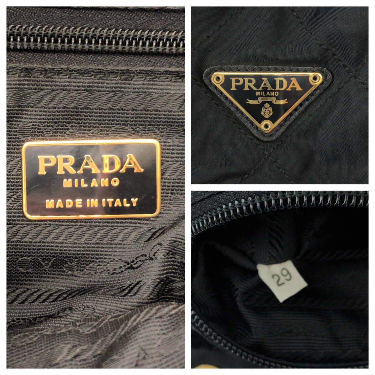 16508
PRADA プラダ ヴィンテージ テスート 三角ロゴプレート ブラック 黒 ゴールド金具 ナイロン k2919 リュックサック バックパック レディース AB46