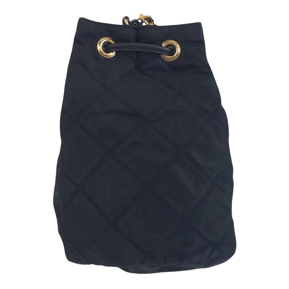 16509
PRADA プラダ ヴィンテージ テスート 三角ロゴプレート ブラック 黒 ゴールド金具 ナイロン / レザー 斜め掛け ショルダーバッグ 巾着 タッセル  レディース