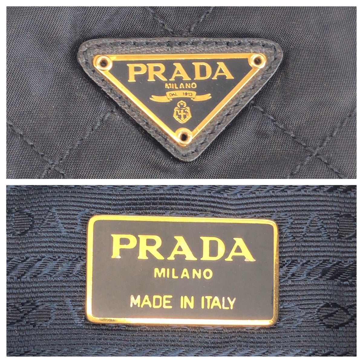 16509
PRADA プラダ ヴィンテージ テスート 三角ロゴプレート ブラック 黒 ゴールド金具 ナイロン / レザー 斜め掛け ショルダーバッグ 巾着 タッセル  レディース