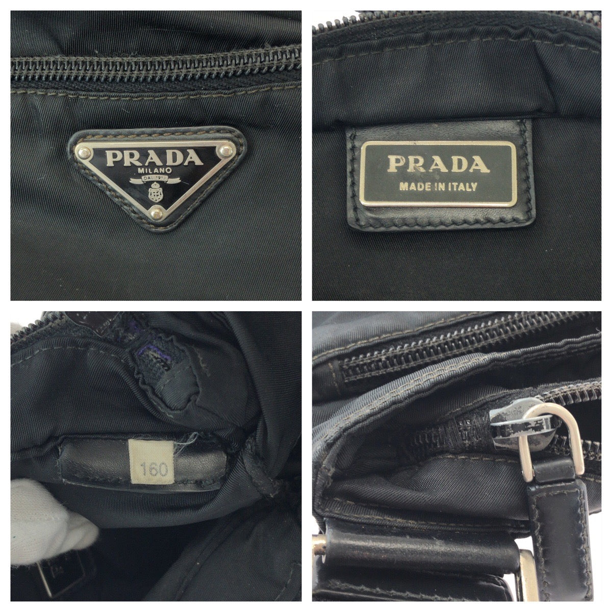 16510
PRADA プラダ テスート 三角ロゴプレート ブラック 黒 シルバー金具 ナイロン ショルダーバッグ サコッシュ メンズ AB26