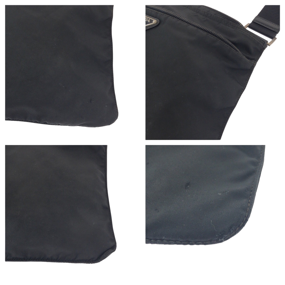 16510
PRADA プラダ テスート 三角ロゴプレート ブラック 黒 シルバー金具 ナイロン ショルダーバッグ サコッシュ メンズ AB26