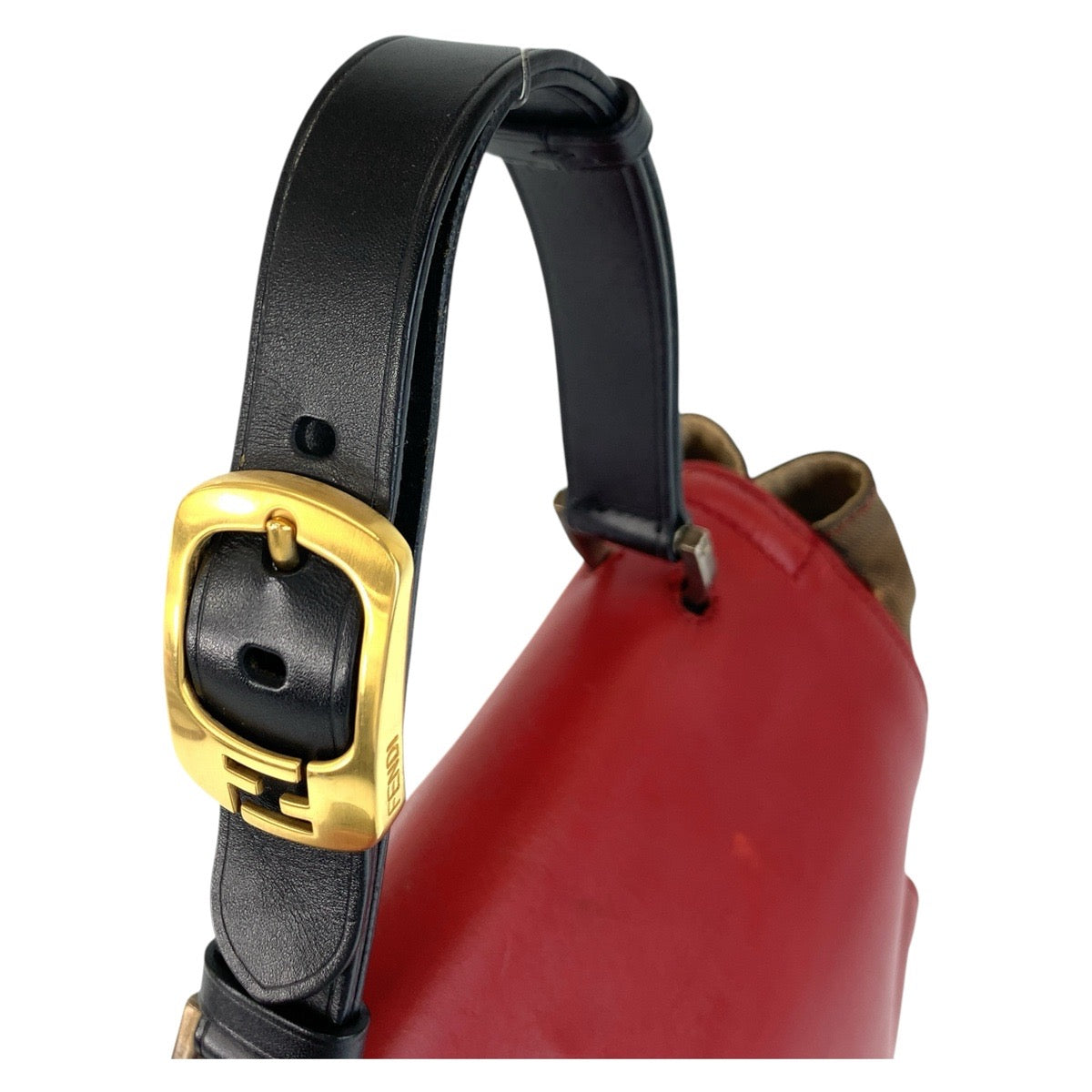 16511
FENDI フェンディ ペカン シルヴァーナ レッド ブラウン レザー / キャンバス ハンドバッグ ショルダーバッグ 2way レディース B30