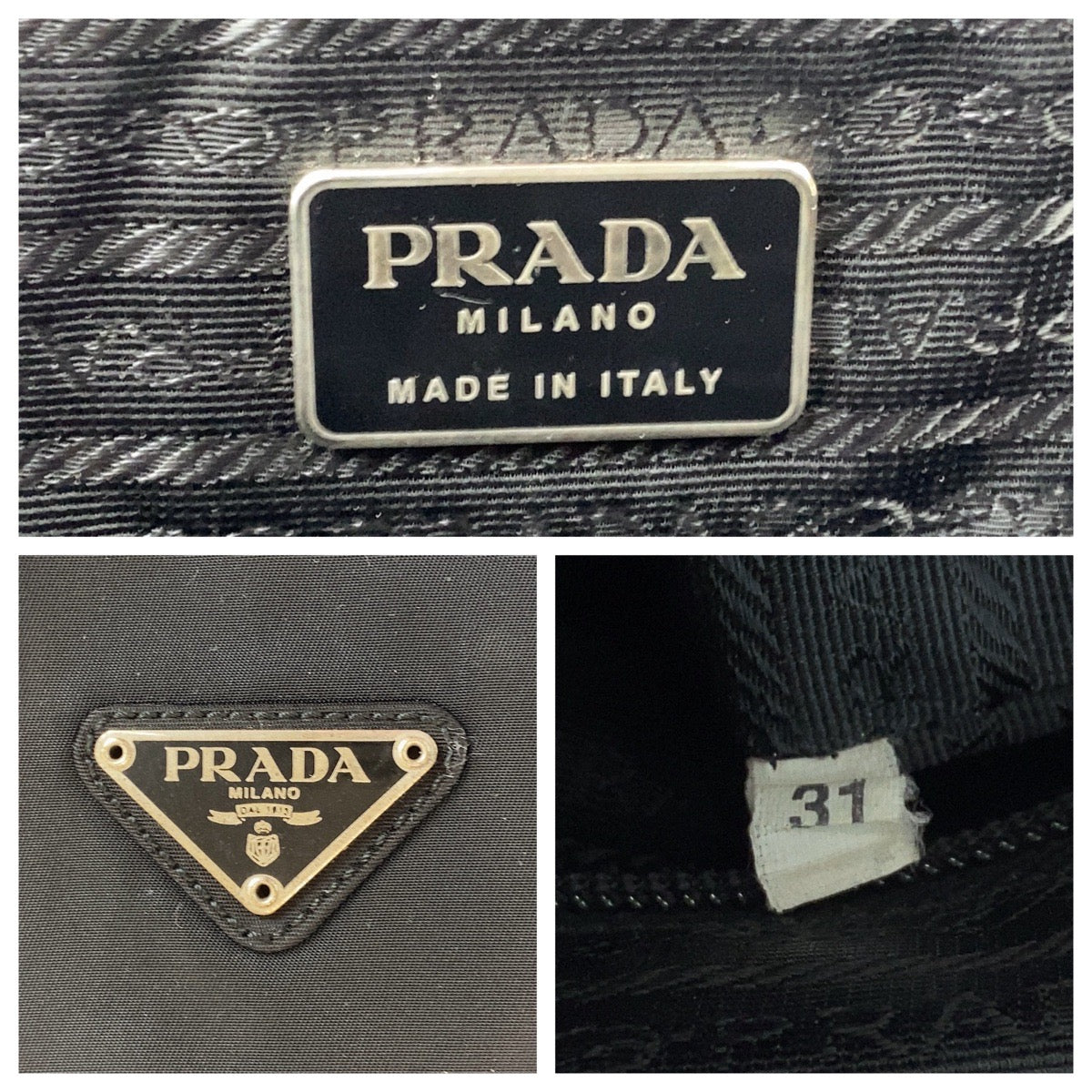 16512
PRADA プラダ テスート 三角ロゴプレート ブラック 黒 シルバー金具 ナイロン トートバッグ ハンドバッグ  レディース AB28