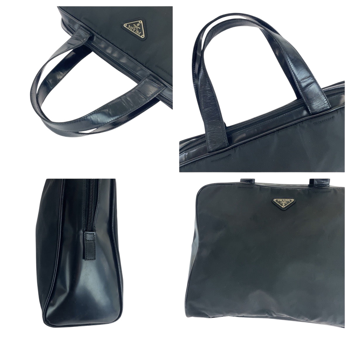 16512
PRADA プラダ テスート 三角ロゴプレート ブラック 黒 シルバー金具 ナイロン トートバッグ ハンドバッグ  レディース AB28