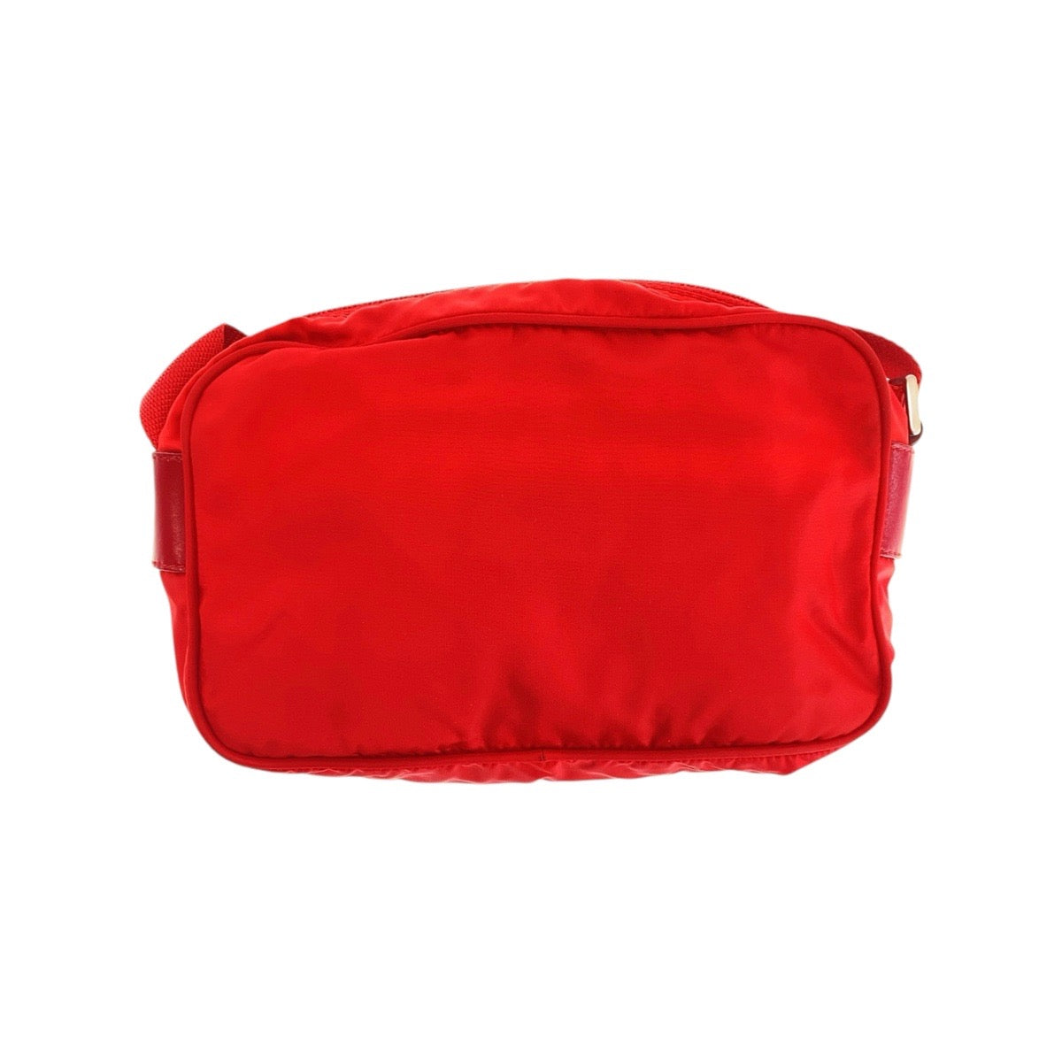 16515
PRADA プラダ テスート 三角ロゴプレート レッド シルバー金具 ナイロン / レザー ショルダーバッグ ポシェット  レディース AB33