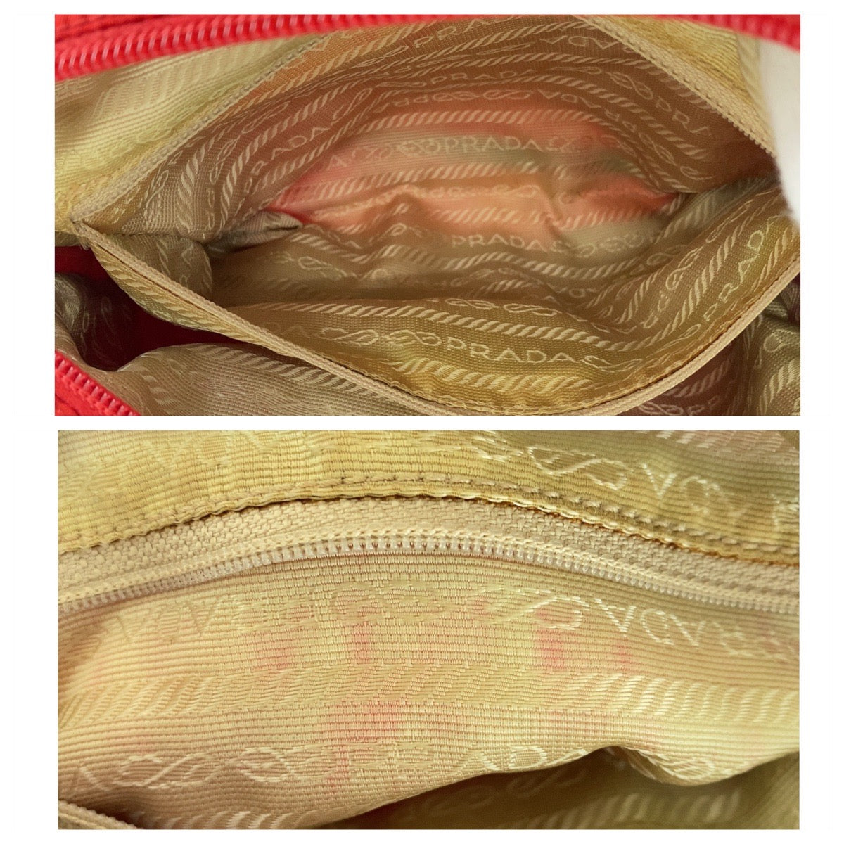16515
PRADA プラダ テスート 三角ロゴプレート レッド シルバー金具 ナイロン / レザー ショルダーバッグ ポシェット  レディース AB33