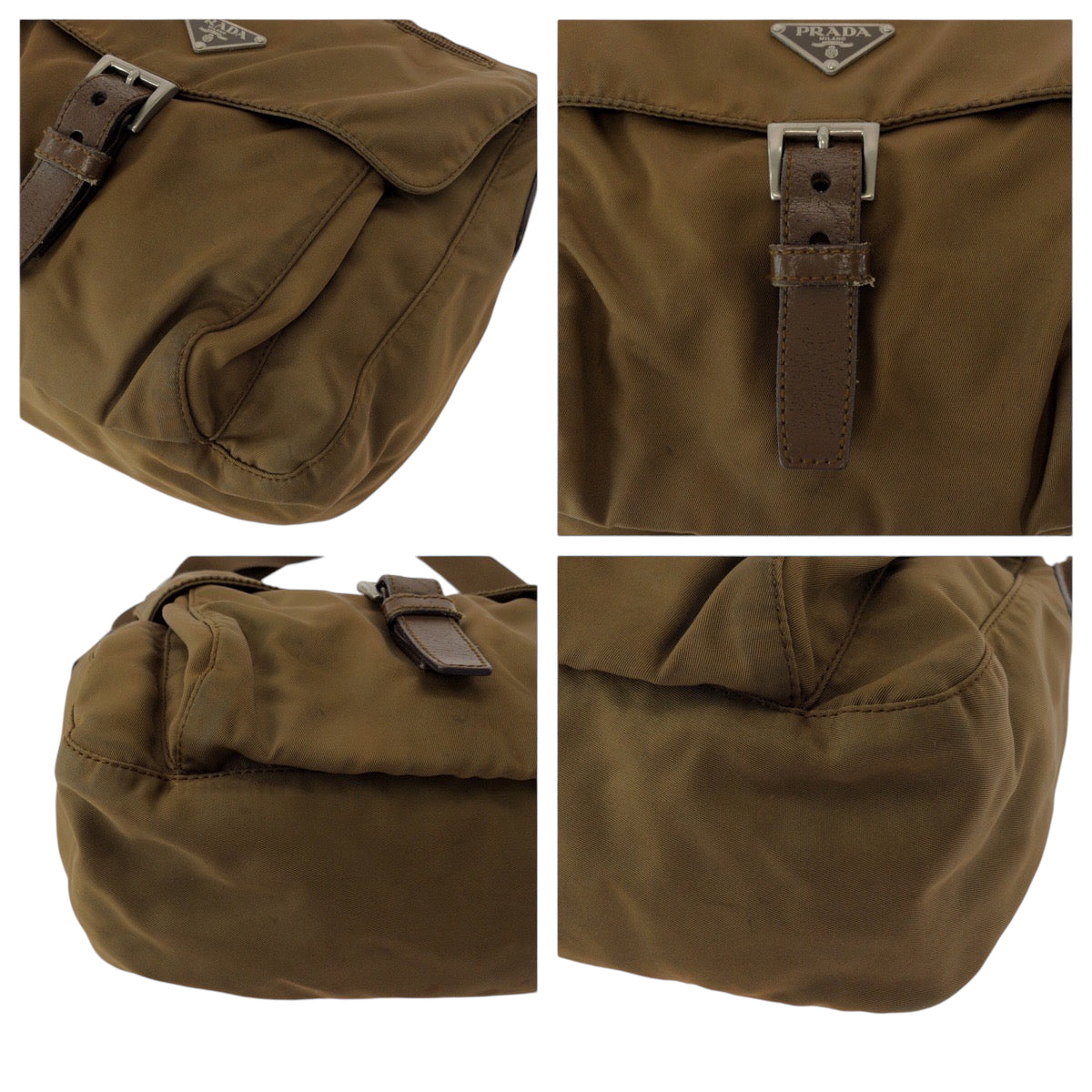 16516
PRADA プラダ テスート 三角ロゴプレート キャメル ブラウン シルバー金具 ナイロン 1BD994 ショルダーバッグ ポシェット  メンズ ABP35